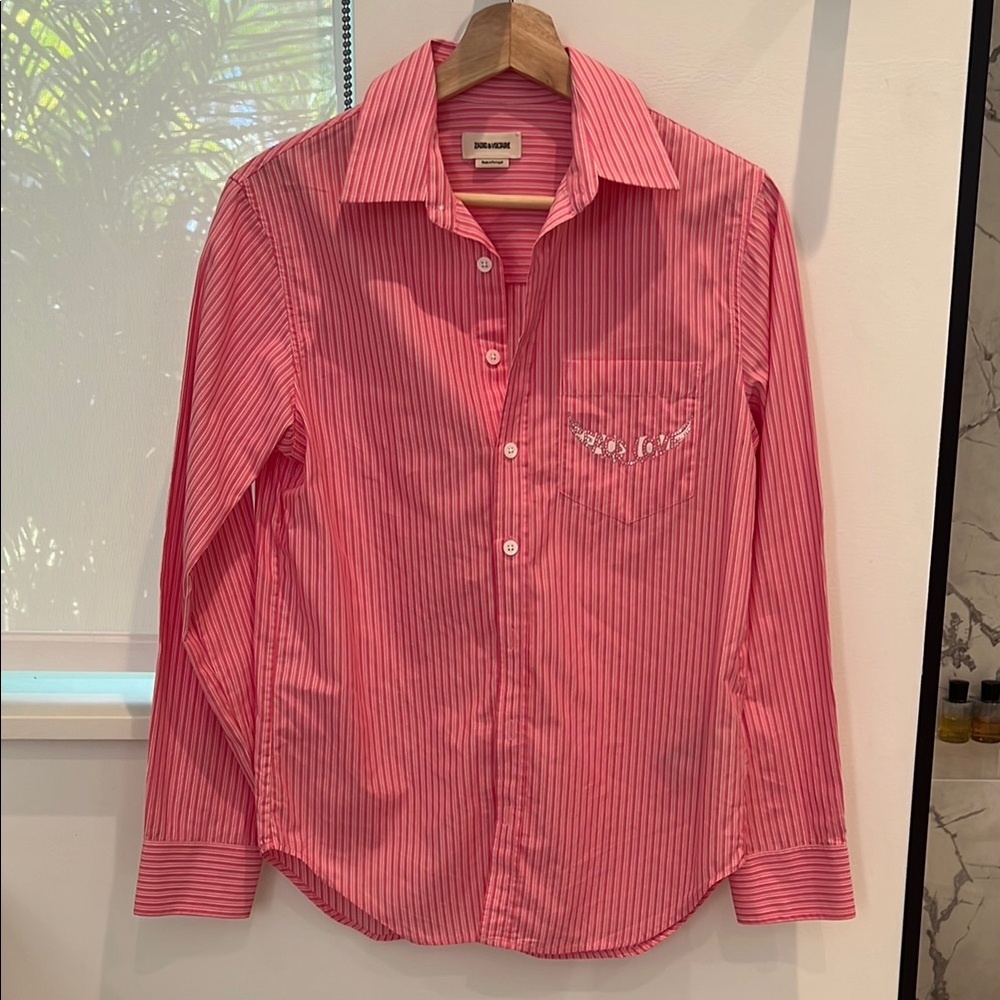 Zadig & Voltaire Pink striped Button Down Shirt